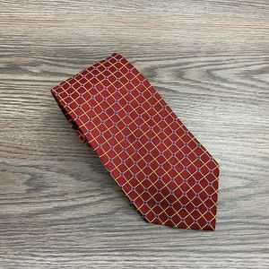 Nicky Red w/ Blue and Gold Check Silk Tie